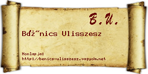 Bénics Ulisszesz névjegykártya